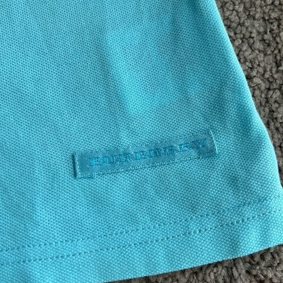 Burberry Y2K Light Blue Two Tone Golf Snap Button Short Sleeve Collared Shirt - Picture 3 of 8